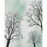Sage Winter Treeline glass film pattern in black and sage green, full design view
